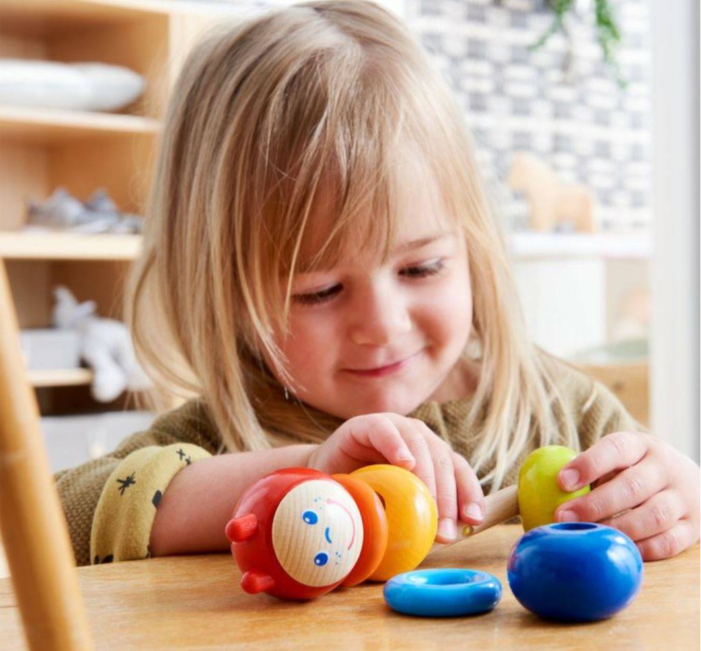 Colorful Caterpillar Wooden Threading Toy