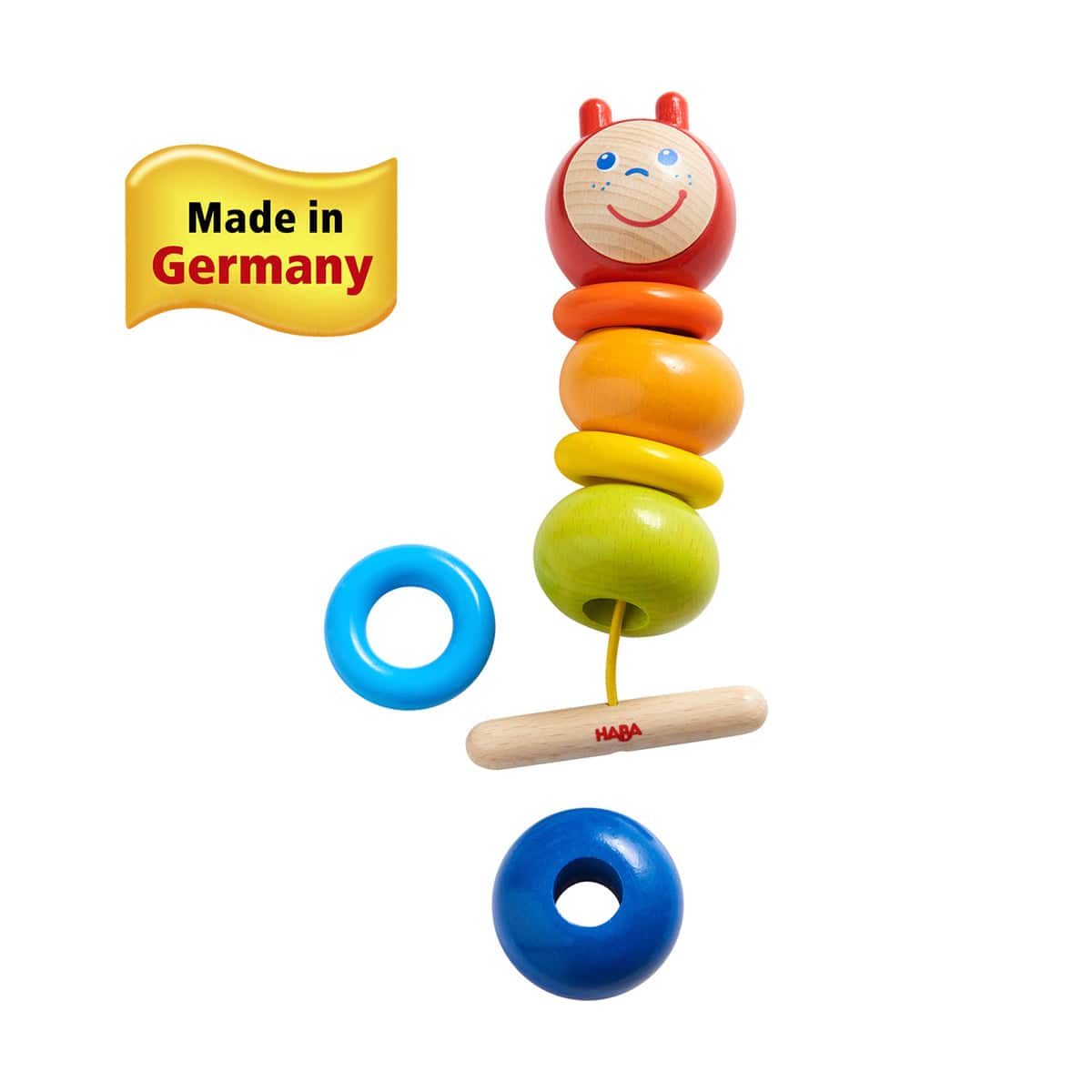 Colorful Caterpillar Wooden Threading Toy