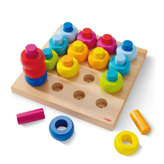 Rainbow Whirls Wooden Sorting and Stacking Game